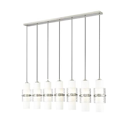 Z-Lite Cayden Linear Chandelier, 7-Light, 4.75 In.W x 54 In.L x 16.75 In.H, Brushed Nickel/Clear 1946P-7L-BN